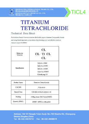 ไททาเนียมเหลว Tetra Chloride TiCl4 CAS 7550-45-0
